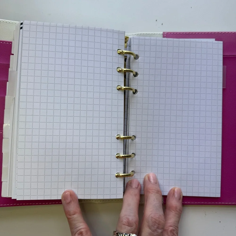 Striped Ring Planner Organizer Faux Leather Pink Interior Weekly‎ Monthly